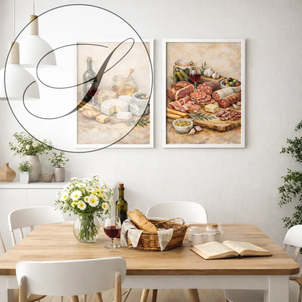 Affiche cuisine gastronomique en déco mural avec fromages et charcuterie