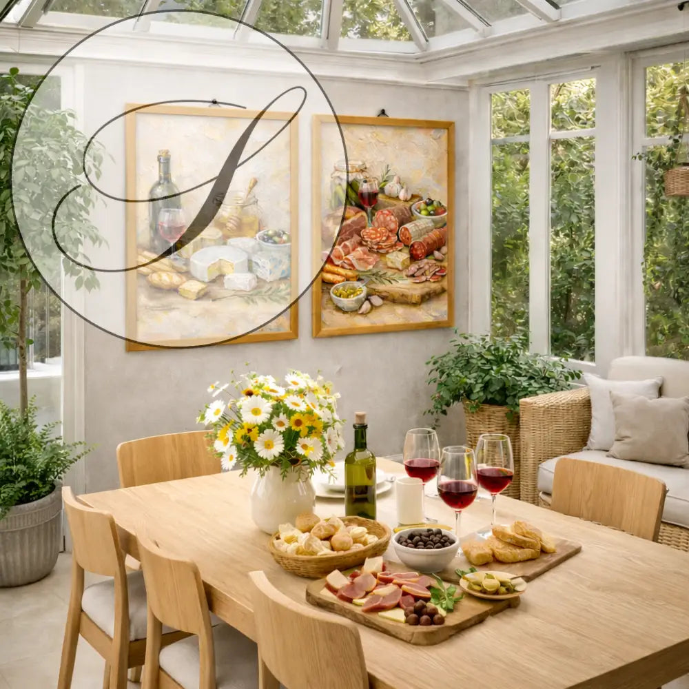 Affiche cuisine déco mur rustique chic avec produits gourmands