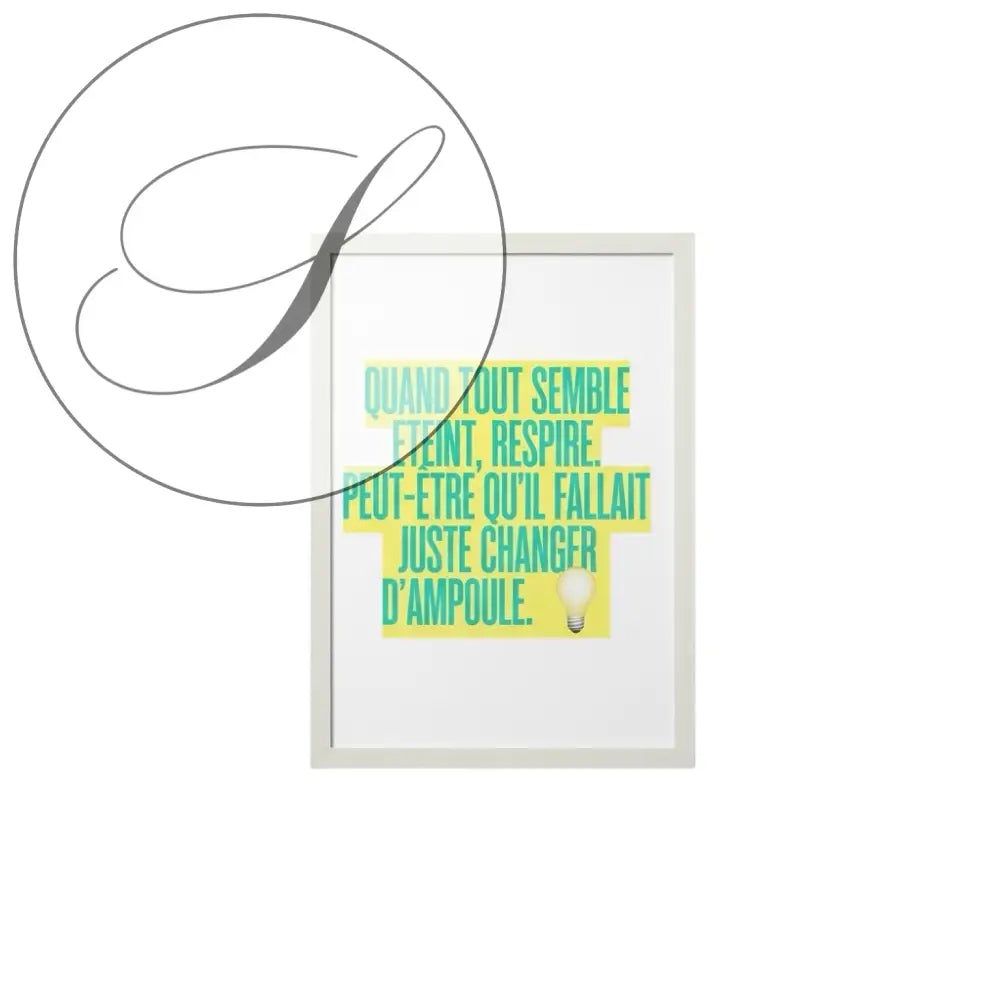 Poster inspirant avec texte teal et jaune sur fond blanc pour décoration murale motivation à imprimer