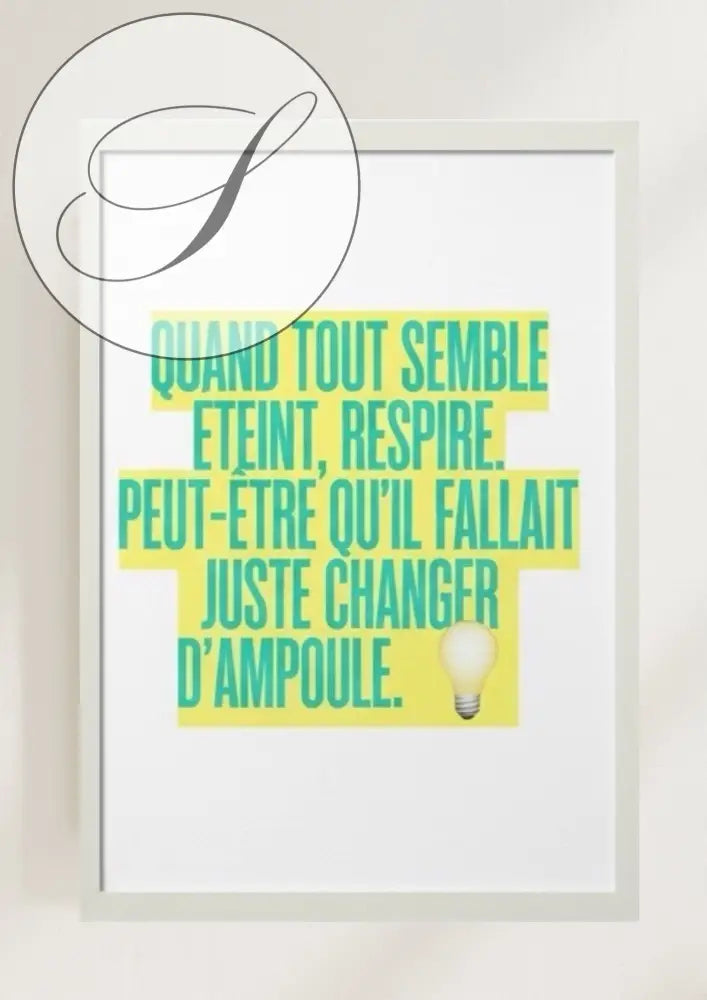 Poster inspirant avec texte teal sur fond jaune pour décoration murale motivation à imprimer pour encouragement quotidien