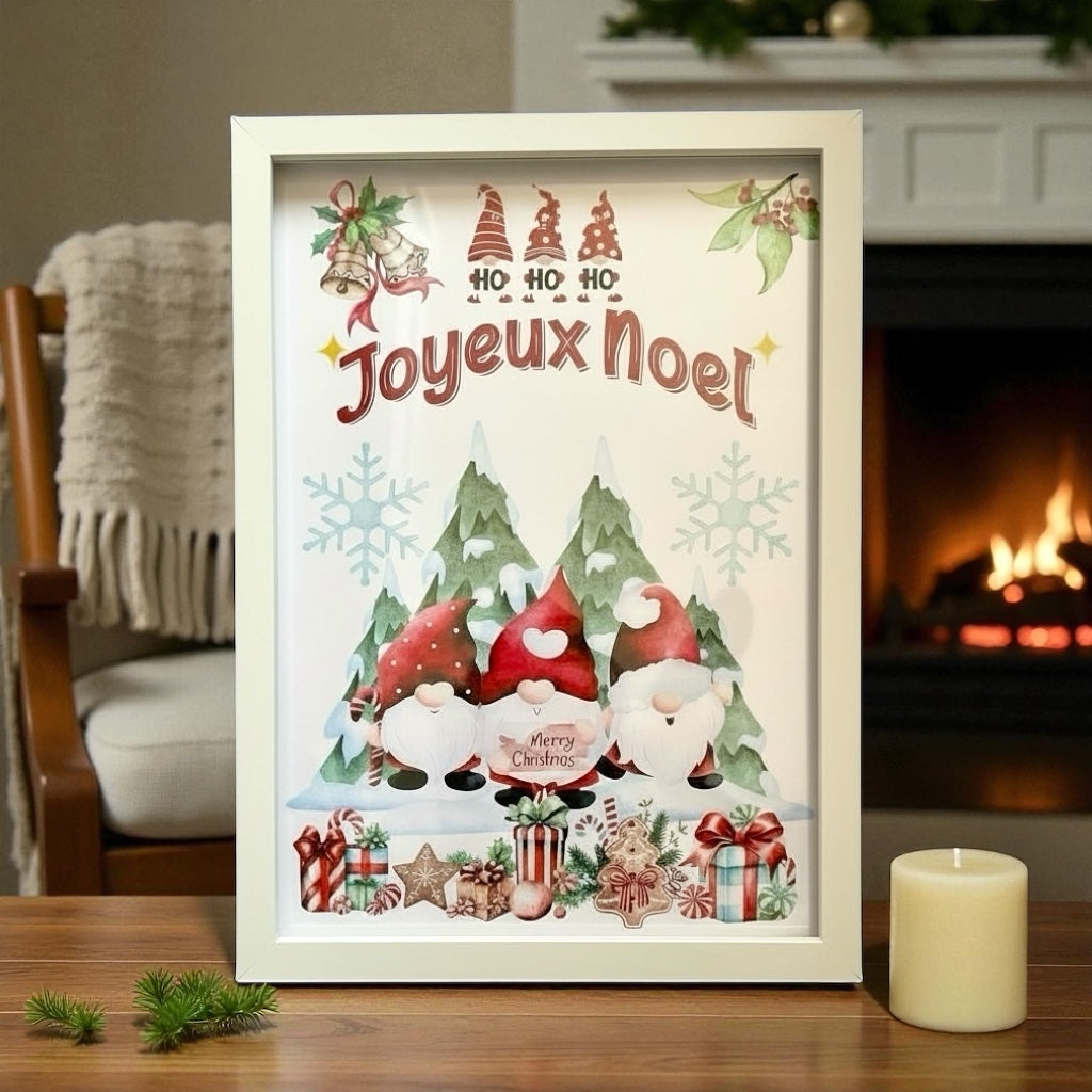 Poster Christmas encadré utilisé comme décoration murale festive