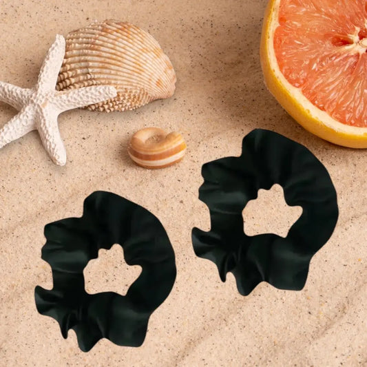 Deux Chouchous cheveux Satin Noir – Chouchou avec Elastique Cheveux Doux et Élégant - élastiques