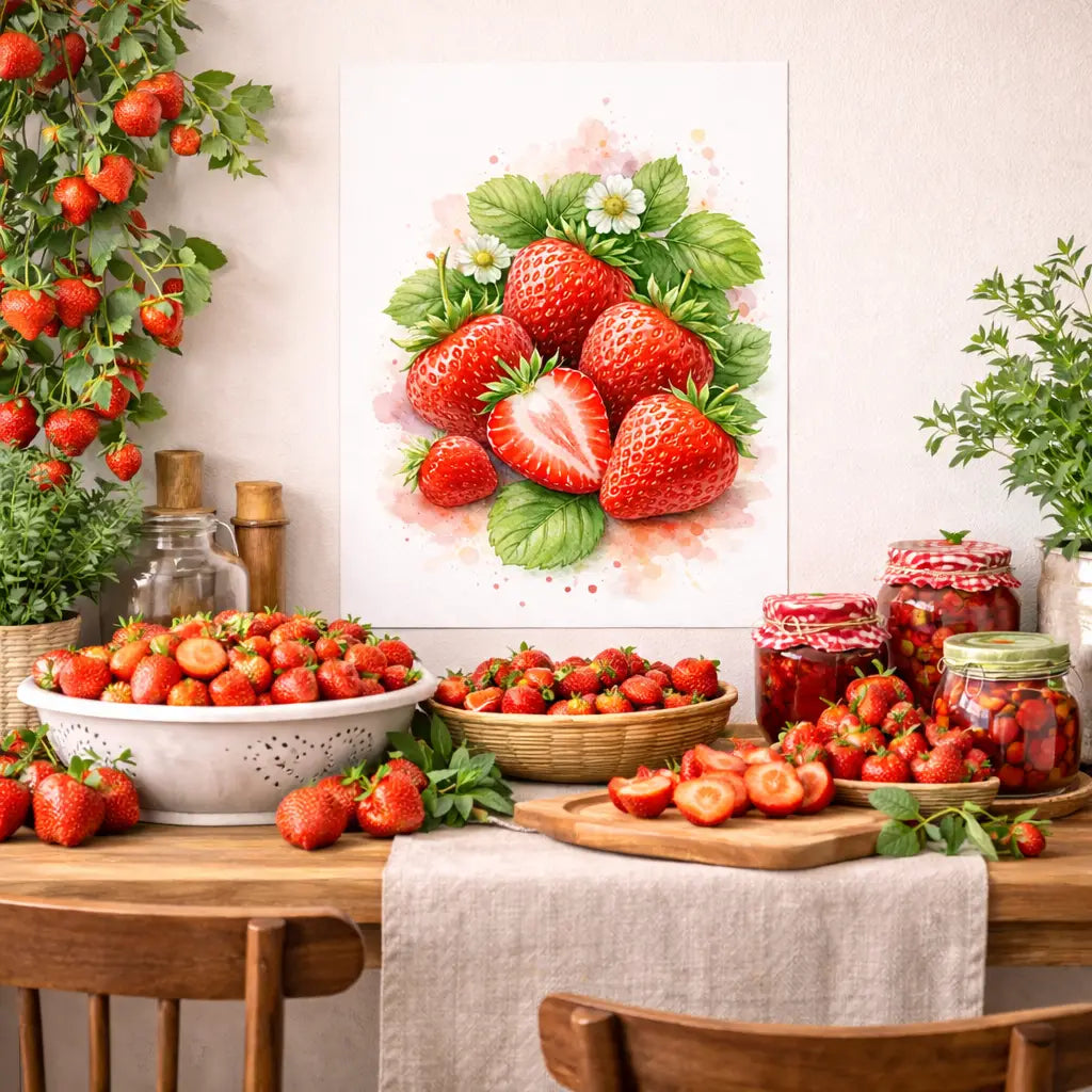 Fresh market strawberries – ingredients for easy strawberry recipe and quick homemade dessert