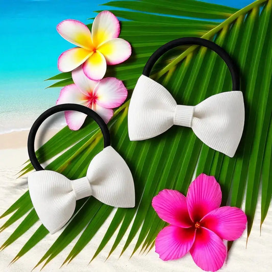 Élastique cheveux fille – Lot 2 élastiques blancs avec nœud chic et doux - Chouchous enfants