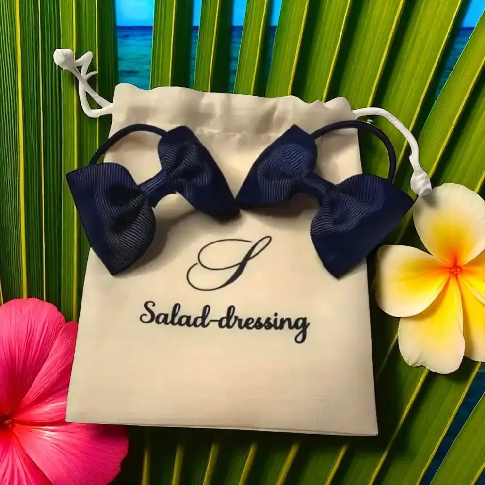 Élastiques Cheveux Nœud Papillon Bleu Marine Fille - Lot de 2 Accessoires Coiffure Solides - Chouchous enfants