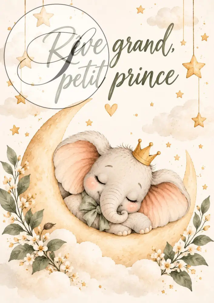 Cadeau naissance : affiche personnalisée Notre petit prince avec date, heure, poids et taille de bébé