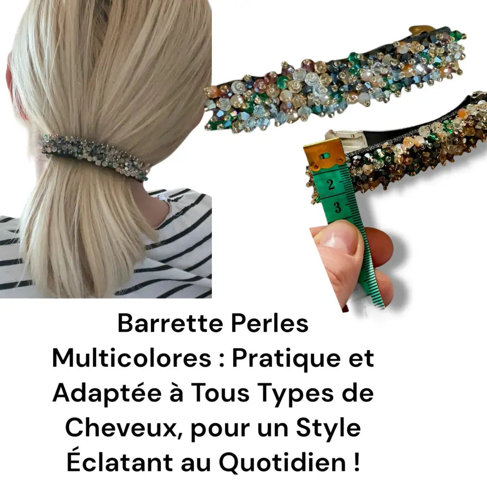 Grande barrette perles multicolores 