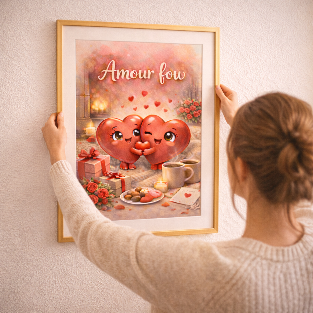 printable  poster digital wall art idea cadeau Saint Valentin homme et femme