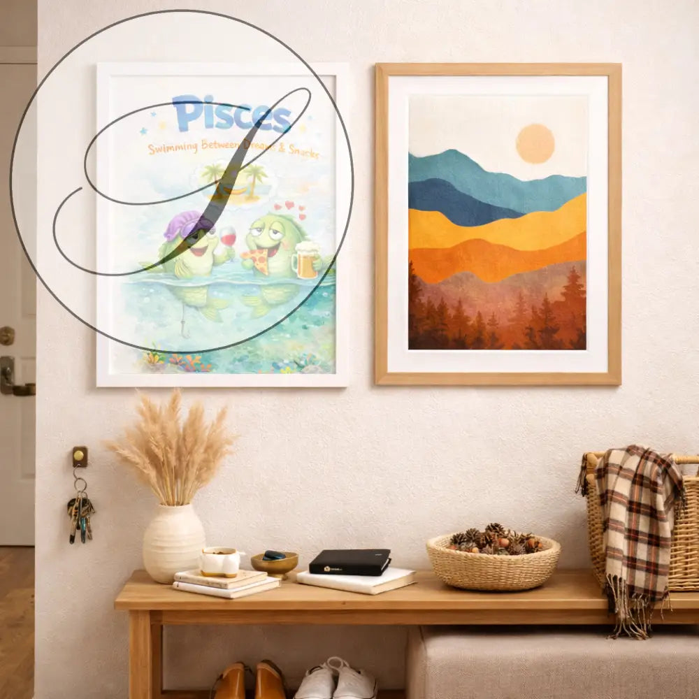 Affiche Poissons format A4 en chambre - Décoration murale pour femme Poissons