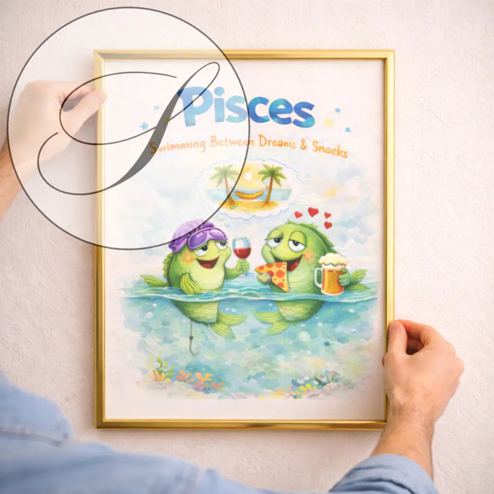 Affiche zodiaque Poissons à imprimer, idée cadeau anniversaire