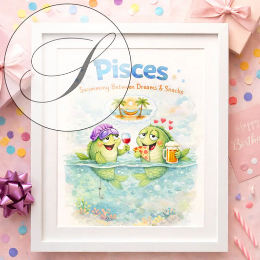 Affiche zodiaque Poissons - Cadeau anniversaire original à télécharger