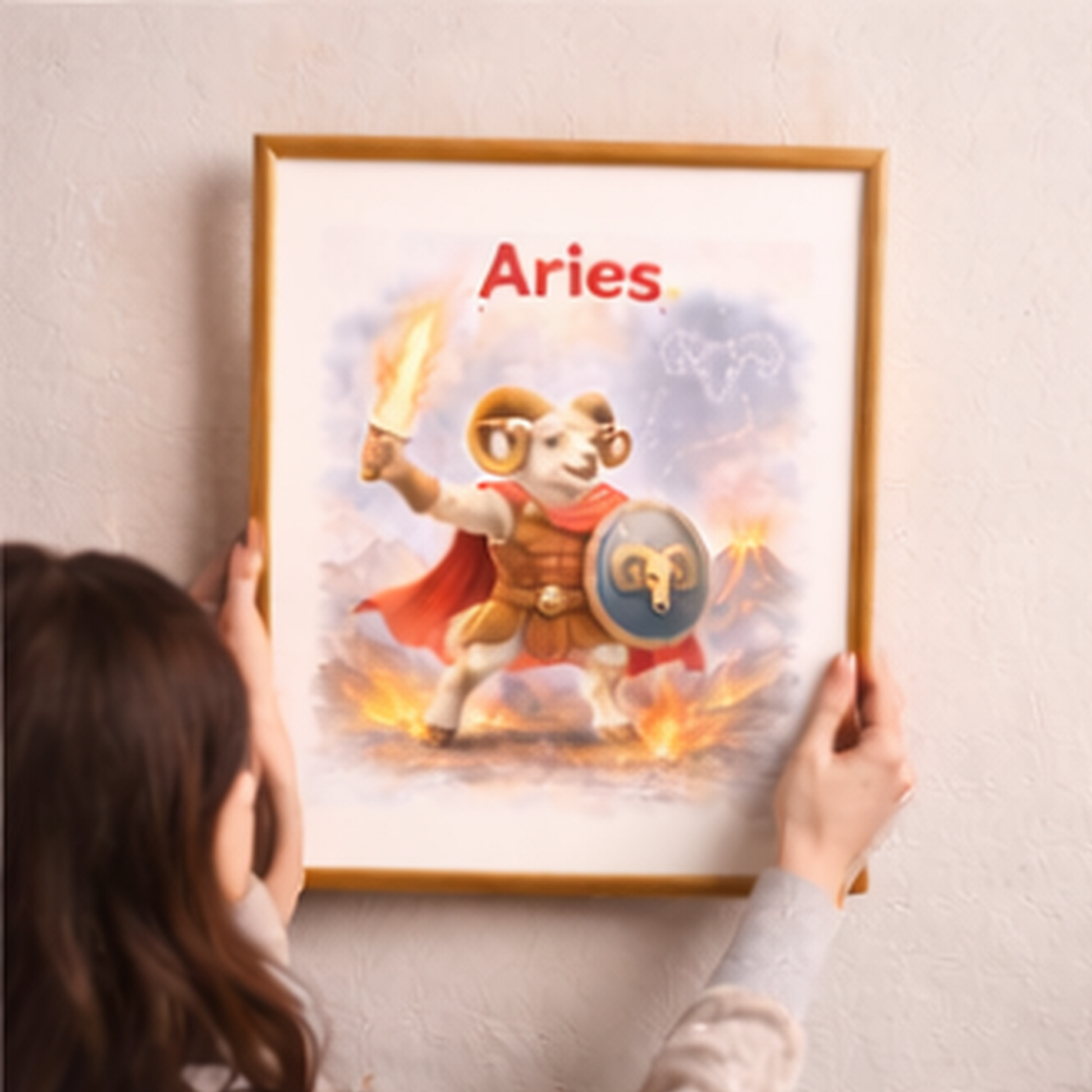 Idee cadeau femme Belier affiche astrologique elegante