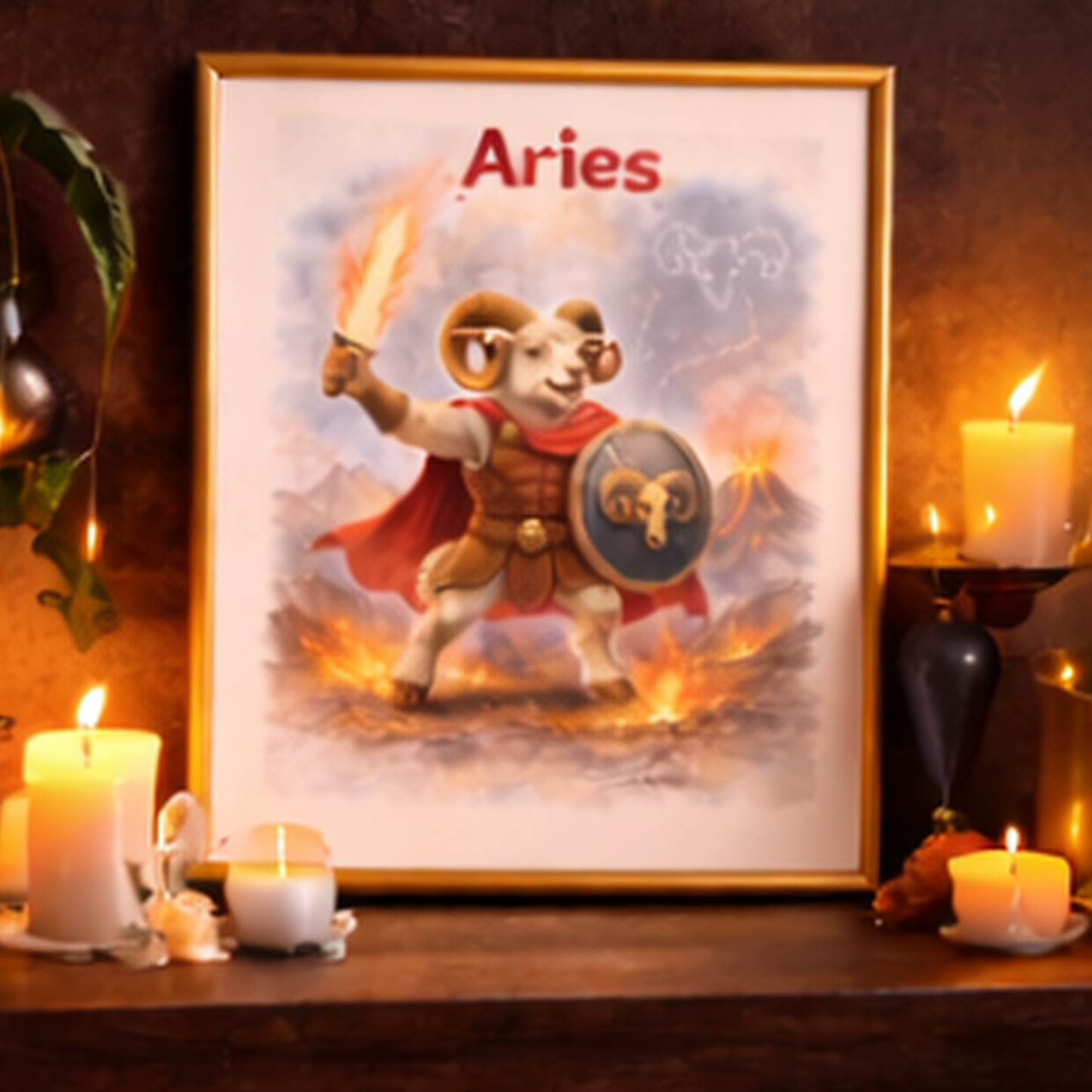 Idee cadeau homme anniversaire Belier poster signe astrologique moderne et symbolique