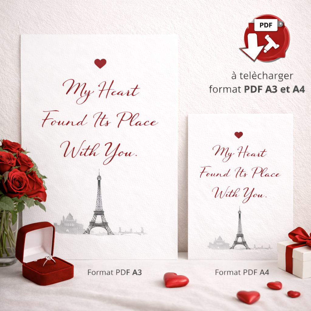 Idée cadeau Saint Valentin avec affiche murale décoration murale romantique