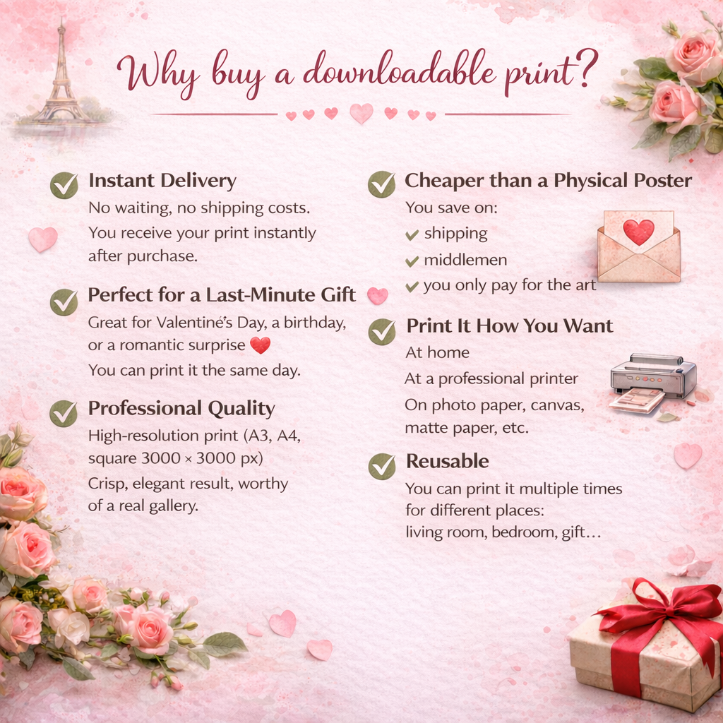 Affiche Saint Valentin à imprimer pour décoration murale 