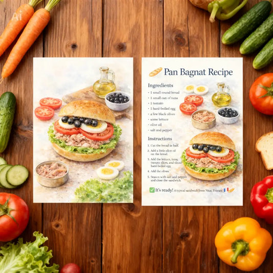 Affiche cuisine Pan Bagnat à imprimer pour déco mur cuisine style Provence