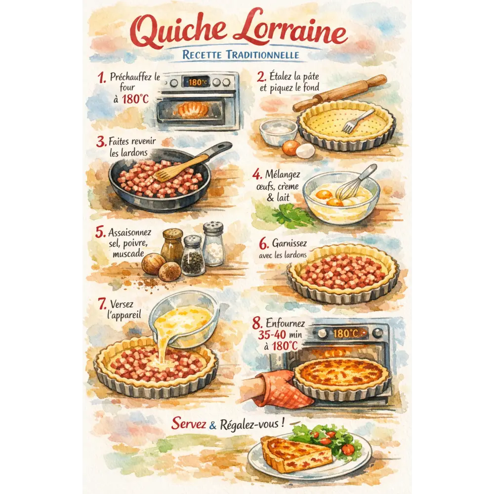 Poster recette Quiche Lorraine format A4 pret a imprimer
