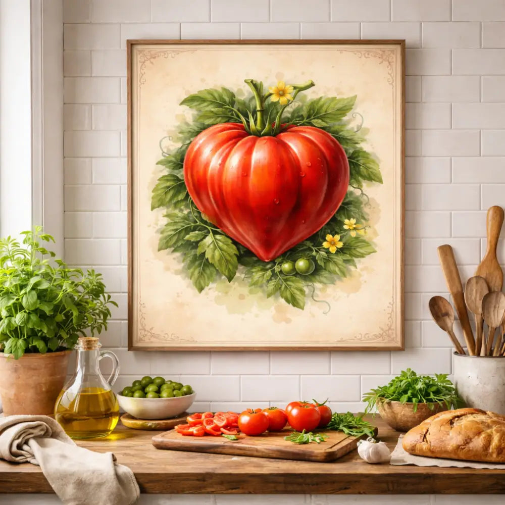 décoration murale cuisine affiche cuisine illustration tomate