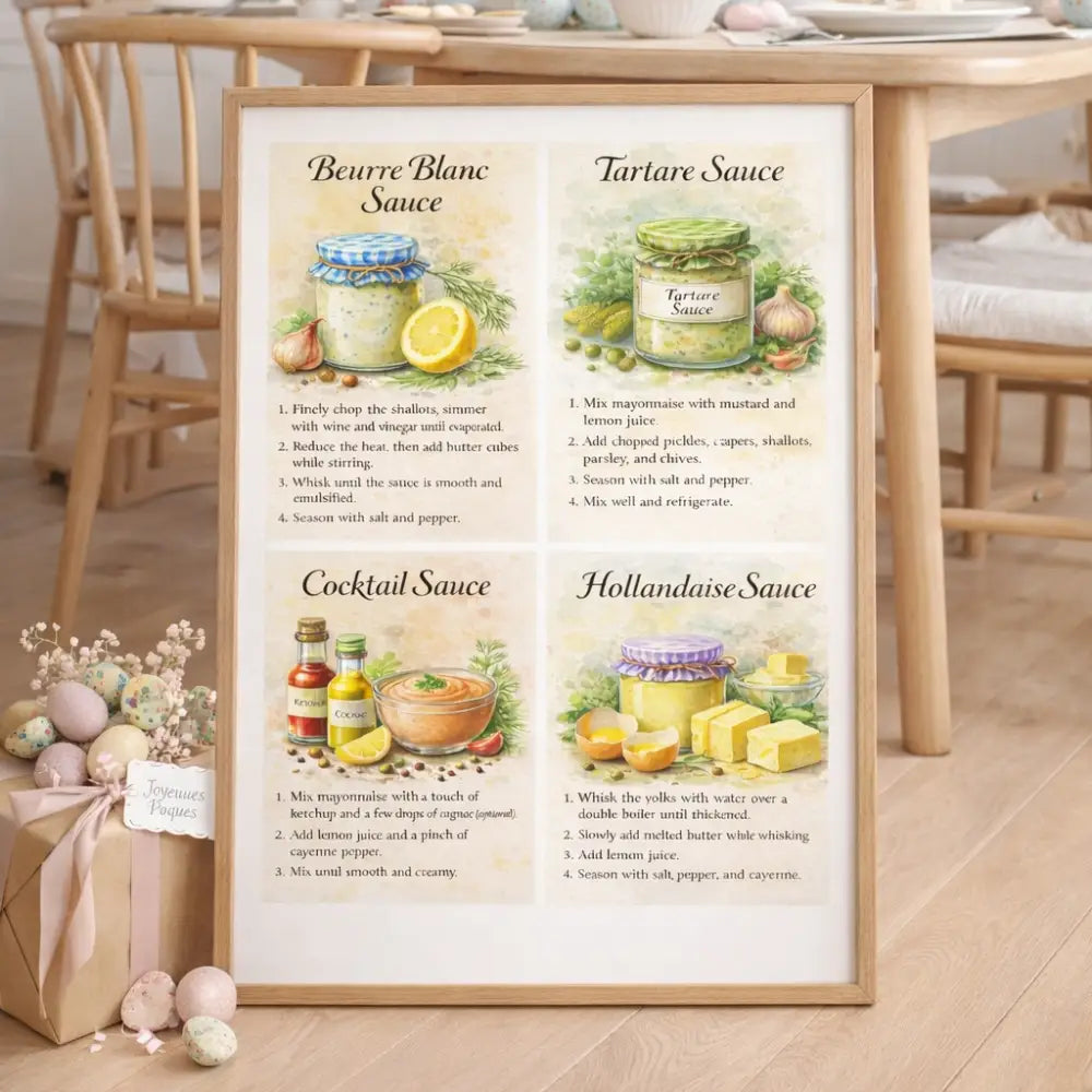 Recette sauce facile sur affiche cuisine lisible, idéale pour deco mur cuisine 