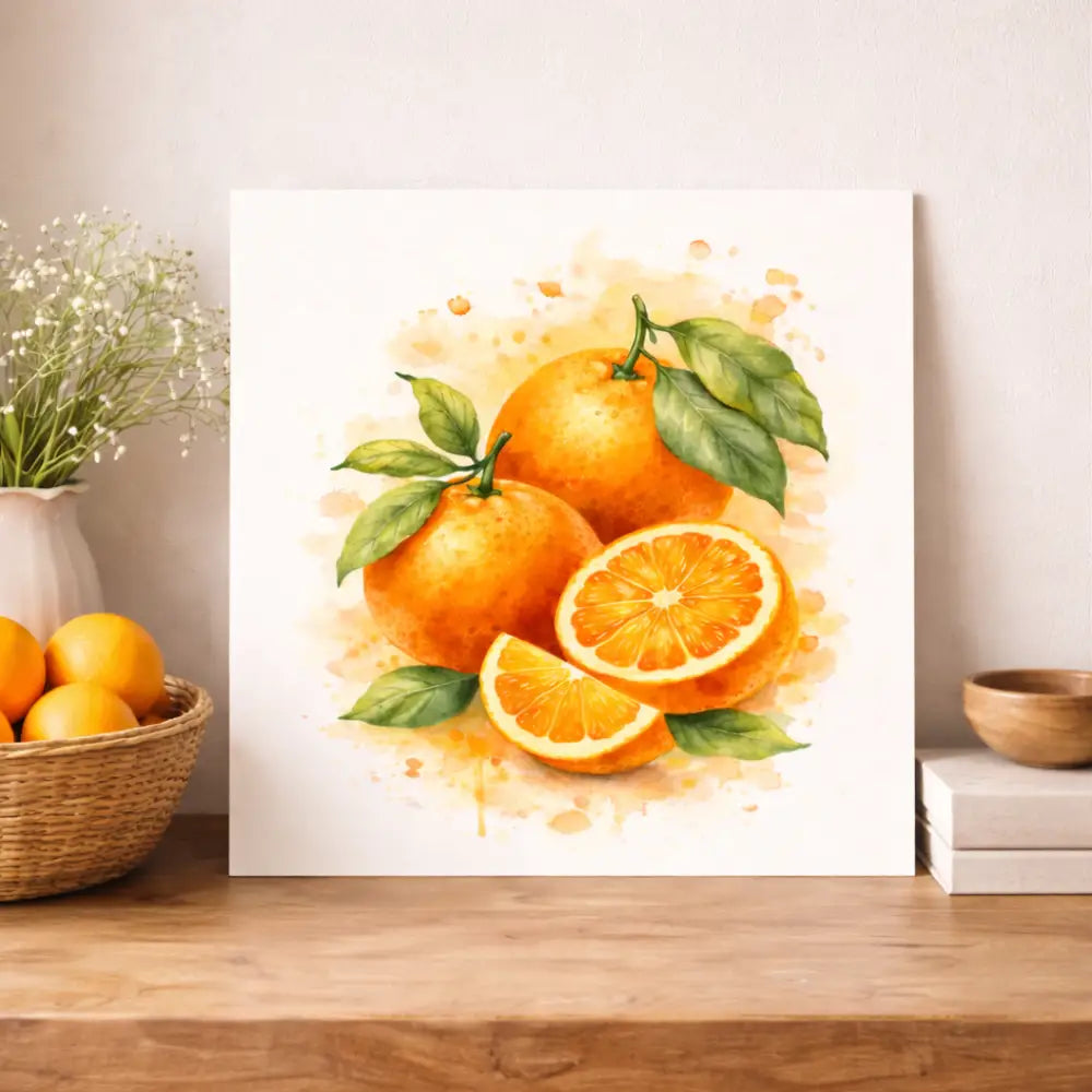 Affiche orange décorative poster fruits à imprimer illustration orange aquarelle