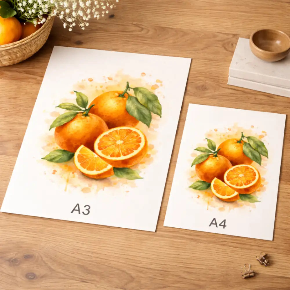 Affiche orange décorative illustration orange aquarelle décoration murale cuisine 