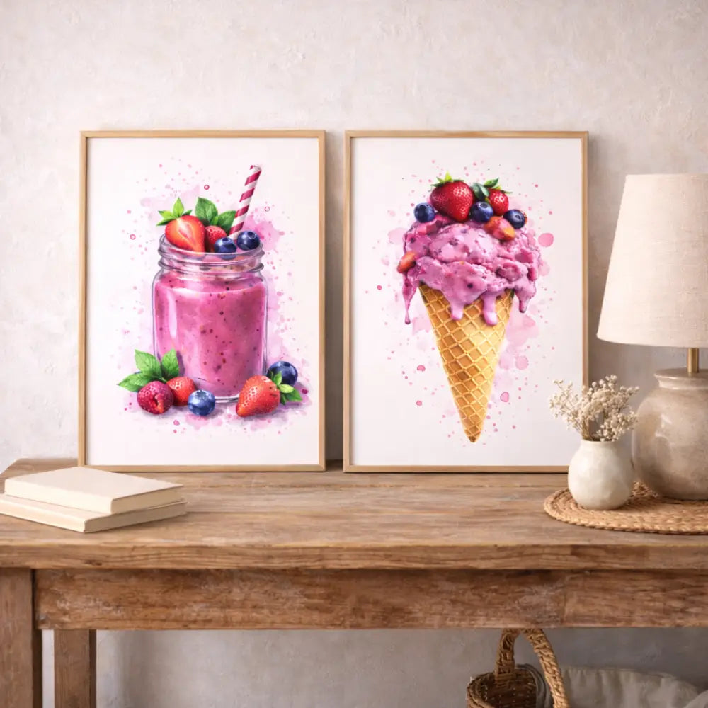 poster cuisine scandinave moderne fruits rouges minimaliste