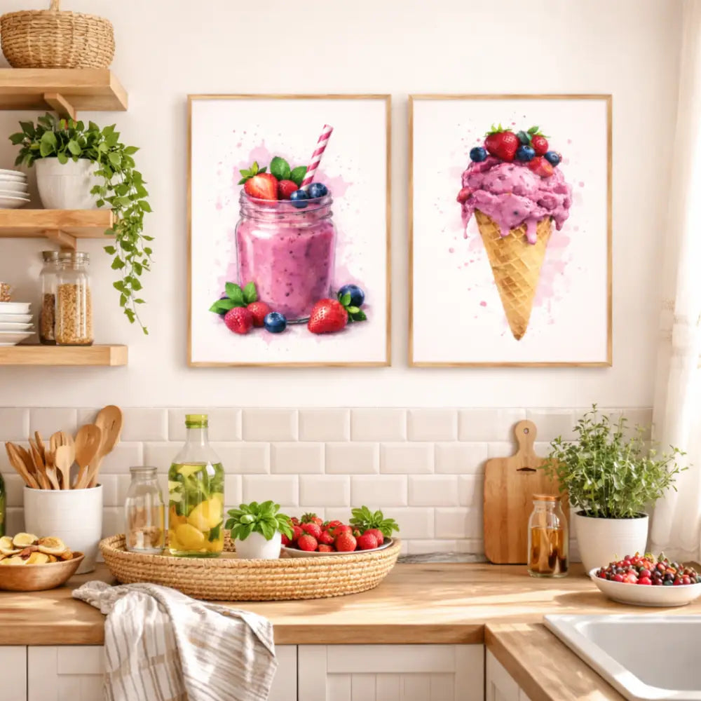 affiche fruits rouges cuisine scandinave décoration murale