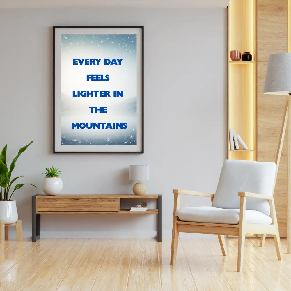 Mountain typography wall art printable, modern and minimalist design