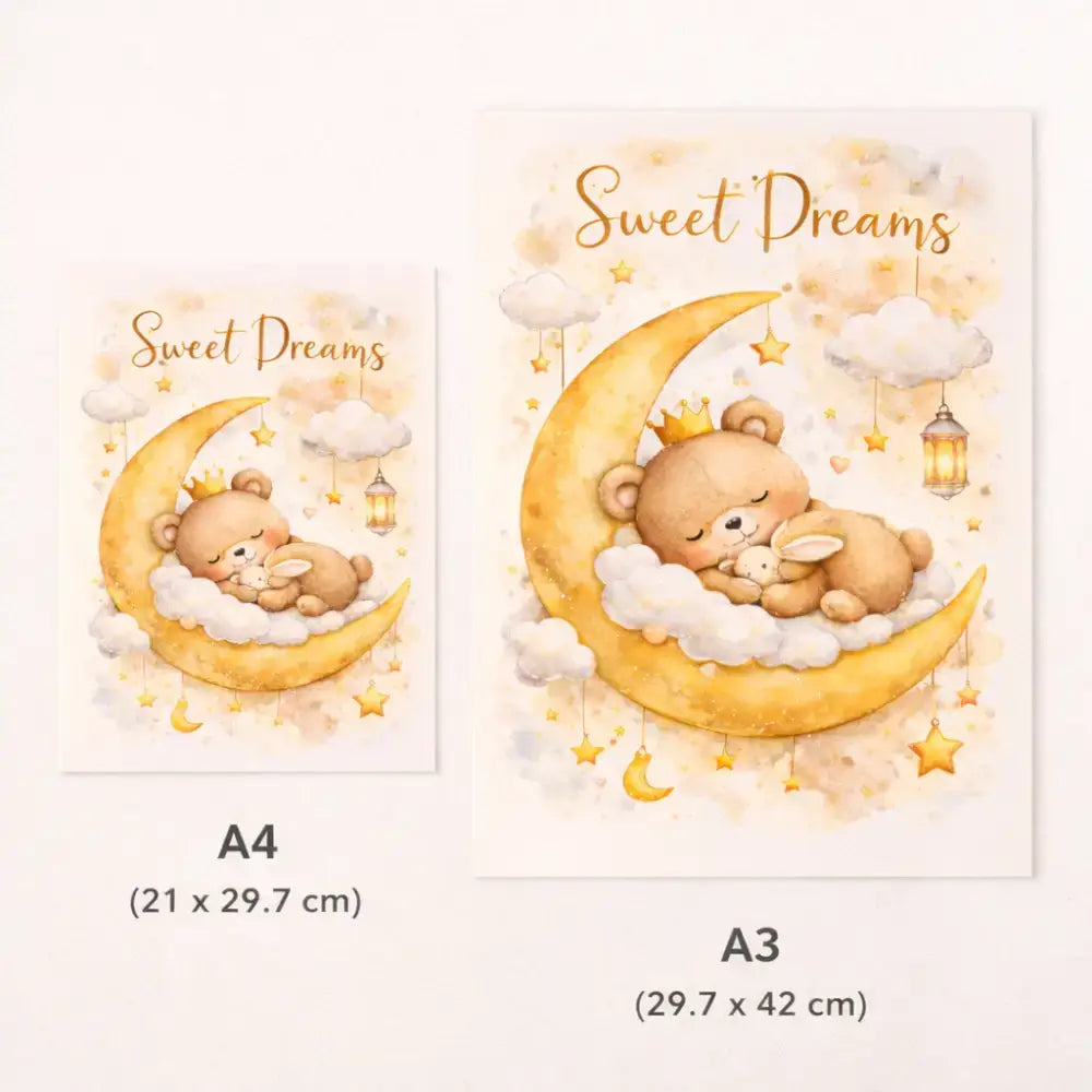 Soft watercolor style children's room decor poster