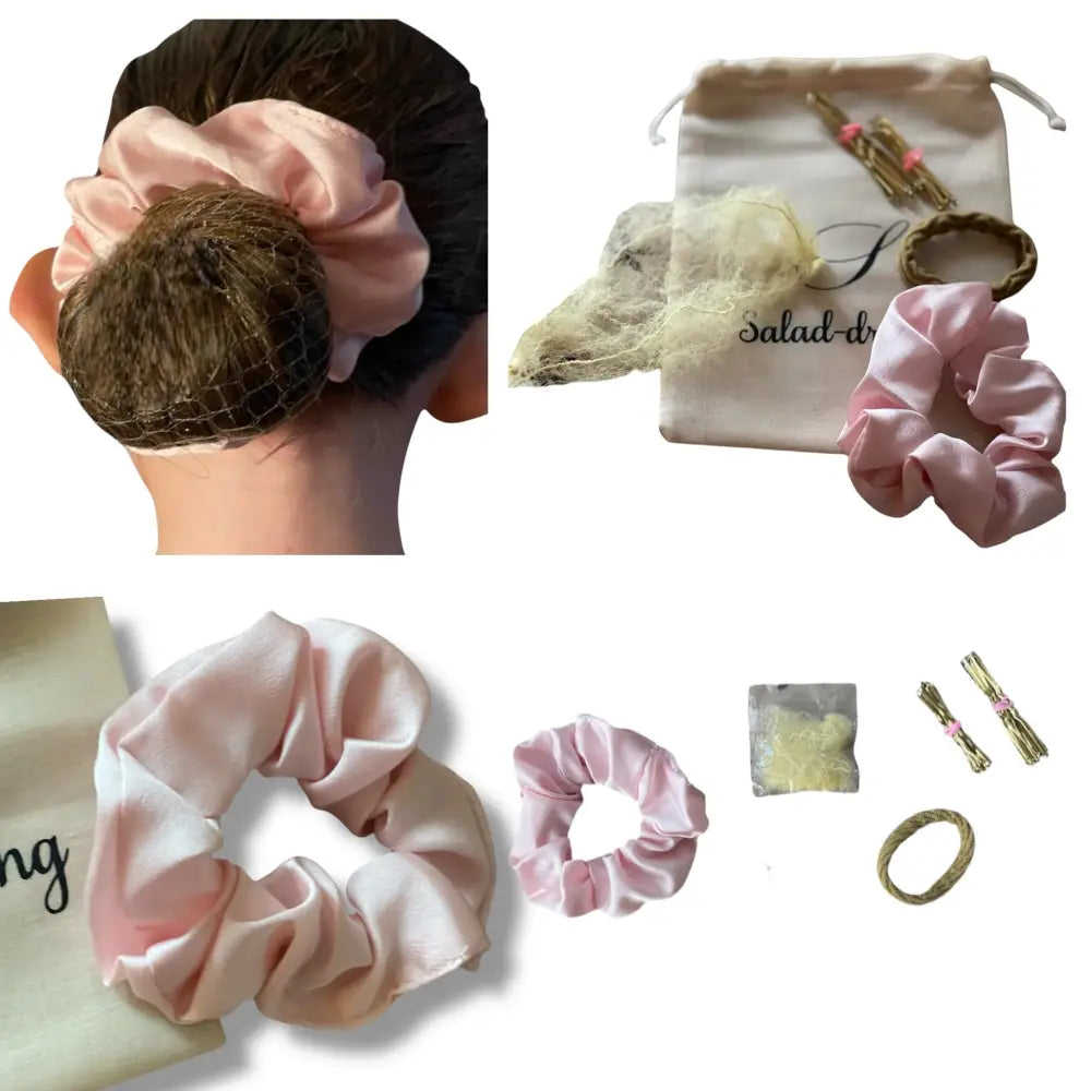 Kit d’accessoires pour chignon de danseuse – chouchou rose et filet