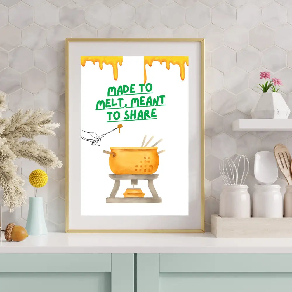 Gallery wall kitchen decorated with food wall art illustration