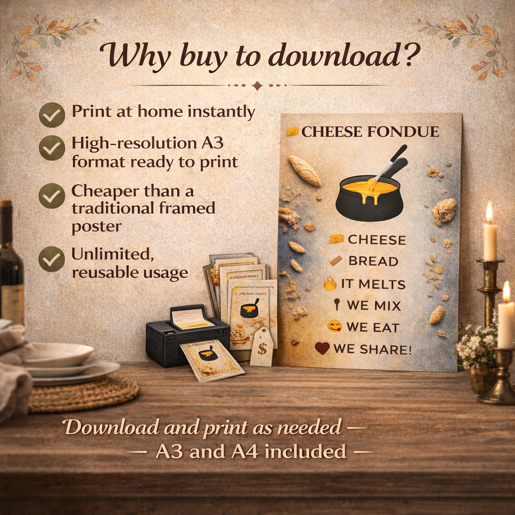 kitchen wall art winter wall art cheese fondue décoration murale cosy