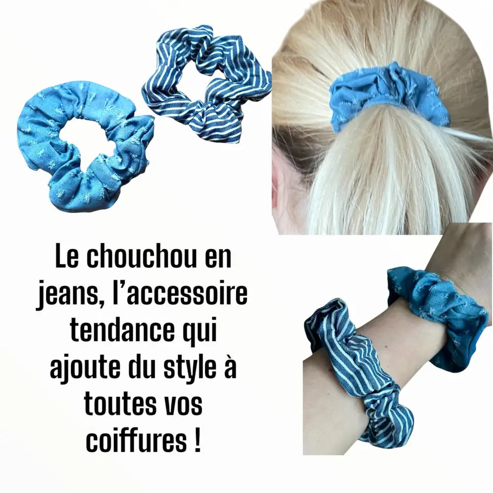 Chouchou jeans denim bleu 