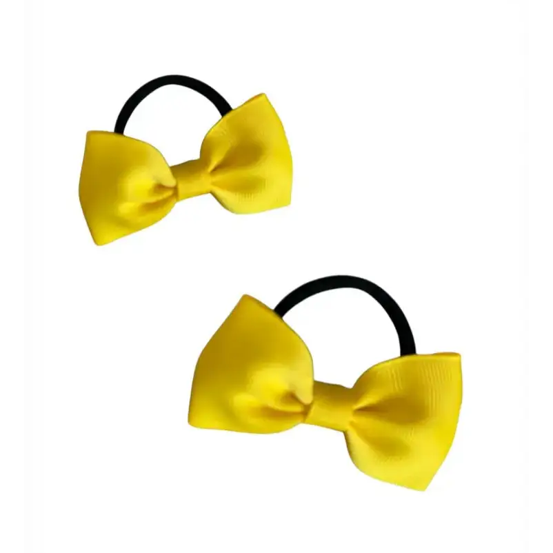 Lot de 2 Élastiques Cheveux Enfant – Nœud Papillon Jaune - Chouchous et élastiques