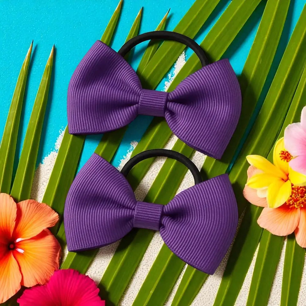 Lot de 2 Élastiques Cheveux Enfant – Nœud Papillon Violet - Chouchous enfants