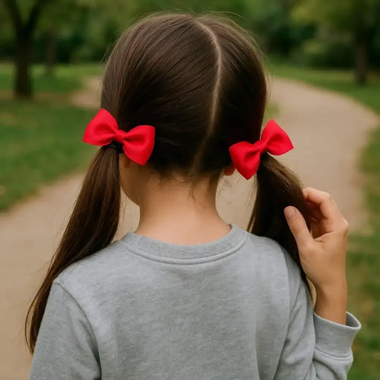 Élastiques cheveux fille rouges avec nœud papillon – lot de 2
