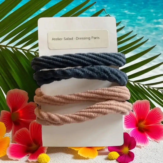 Lot de 4 Élastiques Cheveux Sans Métal – Accessoire Tendance Rose & Viole - Chouchous et élastiques