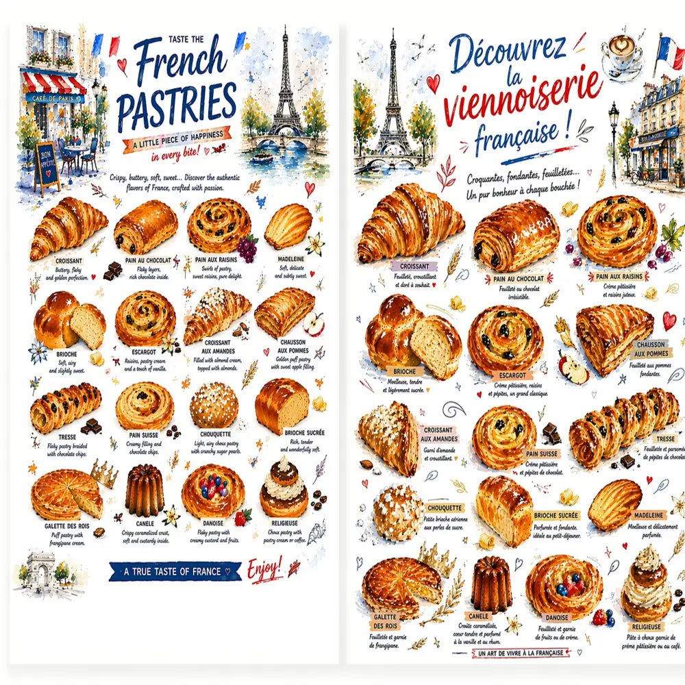 déco murale cuisine parisienne viennoiserie française affiche