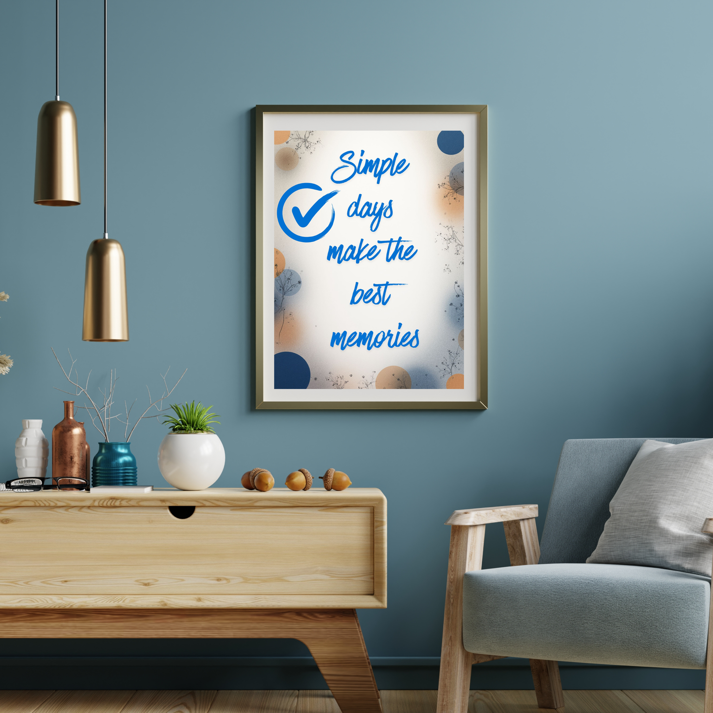 Minimalist digital poster in a Scandinavian style interior