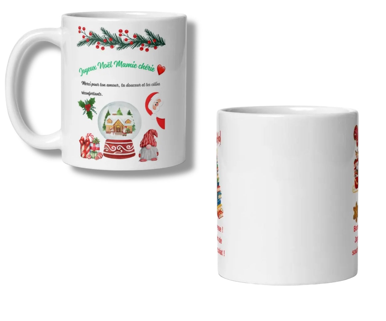 Mug Design Noël – Cadeau Grand-Mère, Cadeau Mamie, Tasse de Noël remplie de chocolat chaud et guimauves