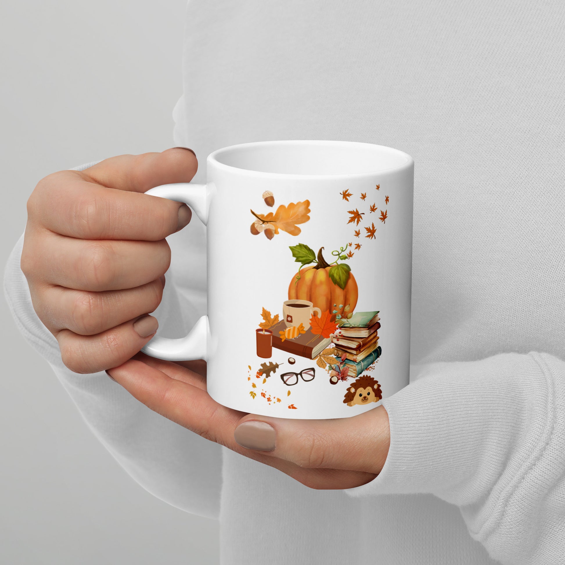 Mug halloween citrouille prêt à offrir, emballé dans un coffret cadeau d’automne
