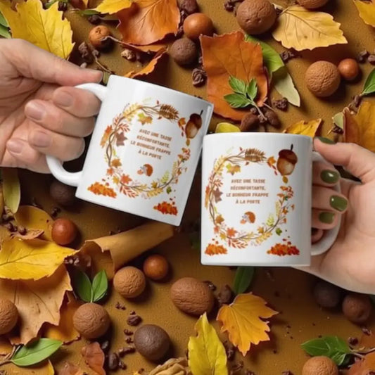 Mug “Phrase inspirante” – Cadeau pour épouse automne en céramique