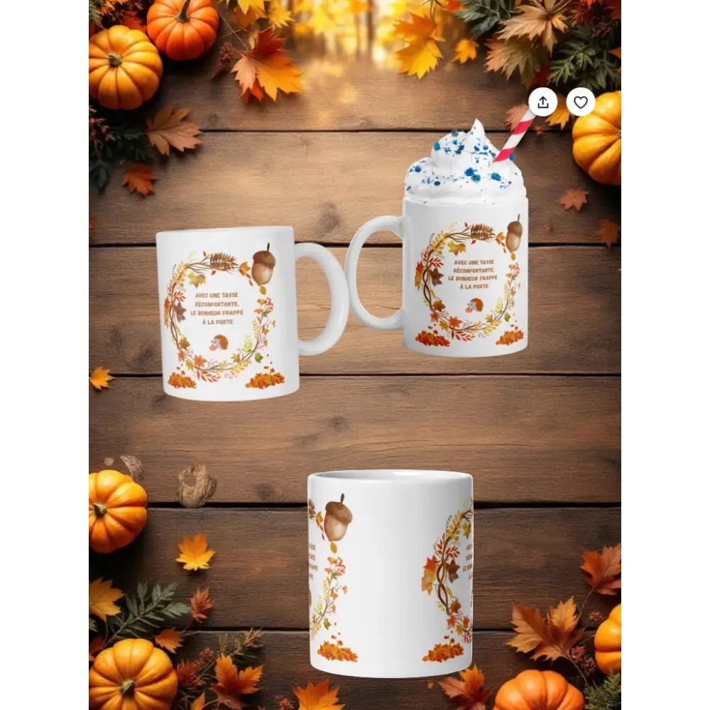 Mug “Phrase inspirante” – Cadeau pour épouse automne en céramique