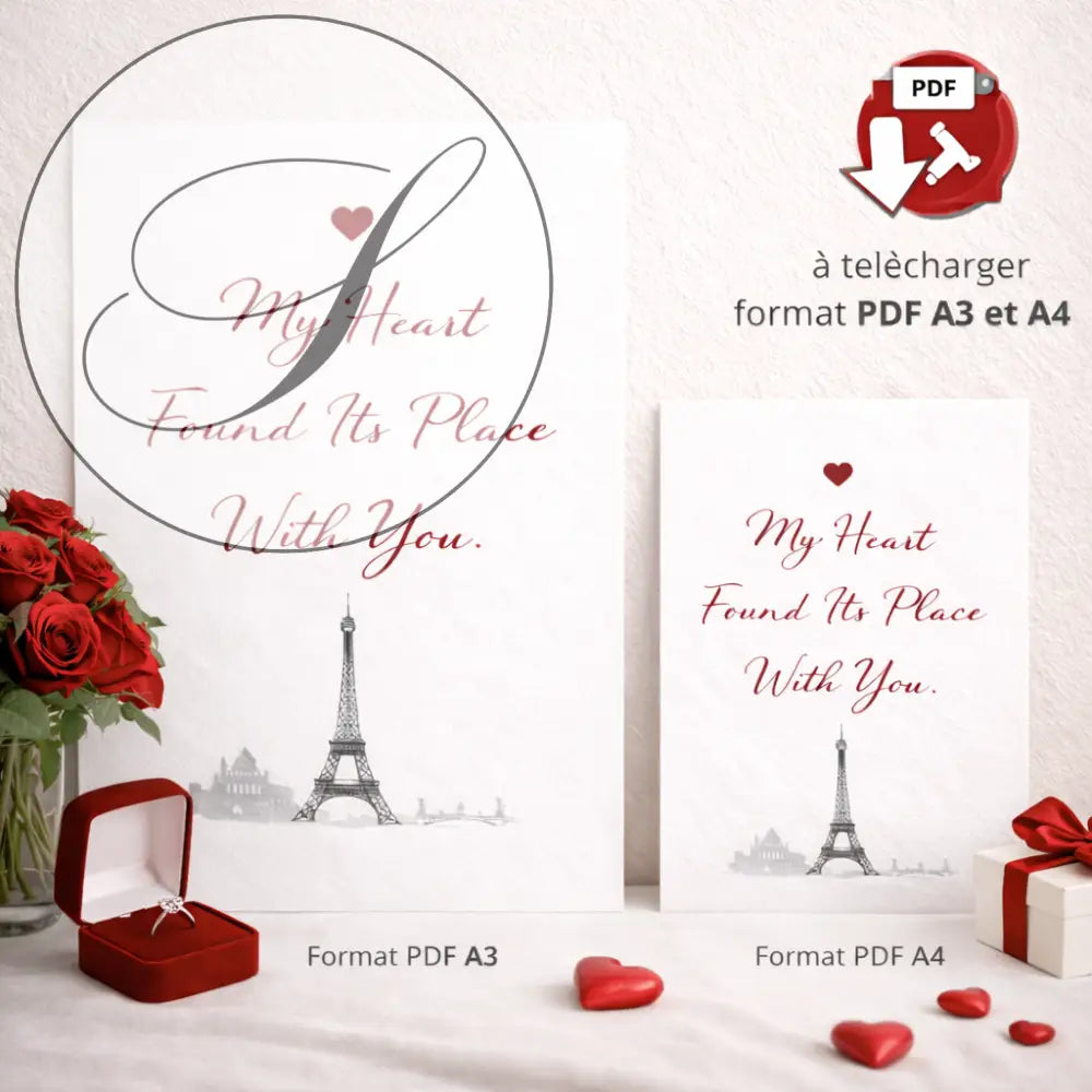 Idée cadeau Saint Valentin avec affiche murale décoration murale romantique