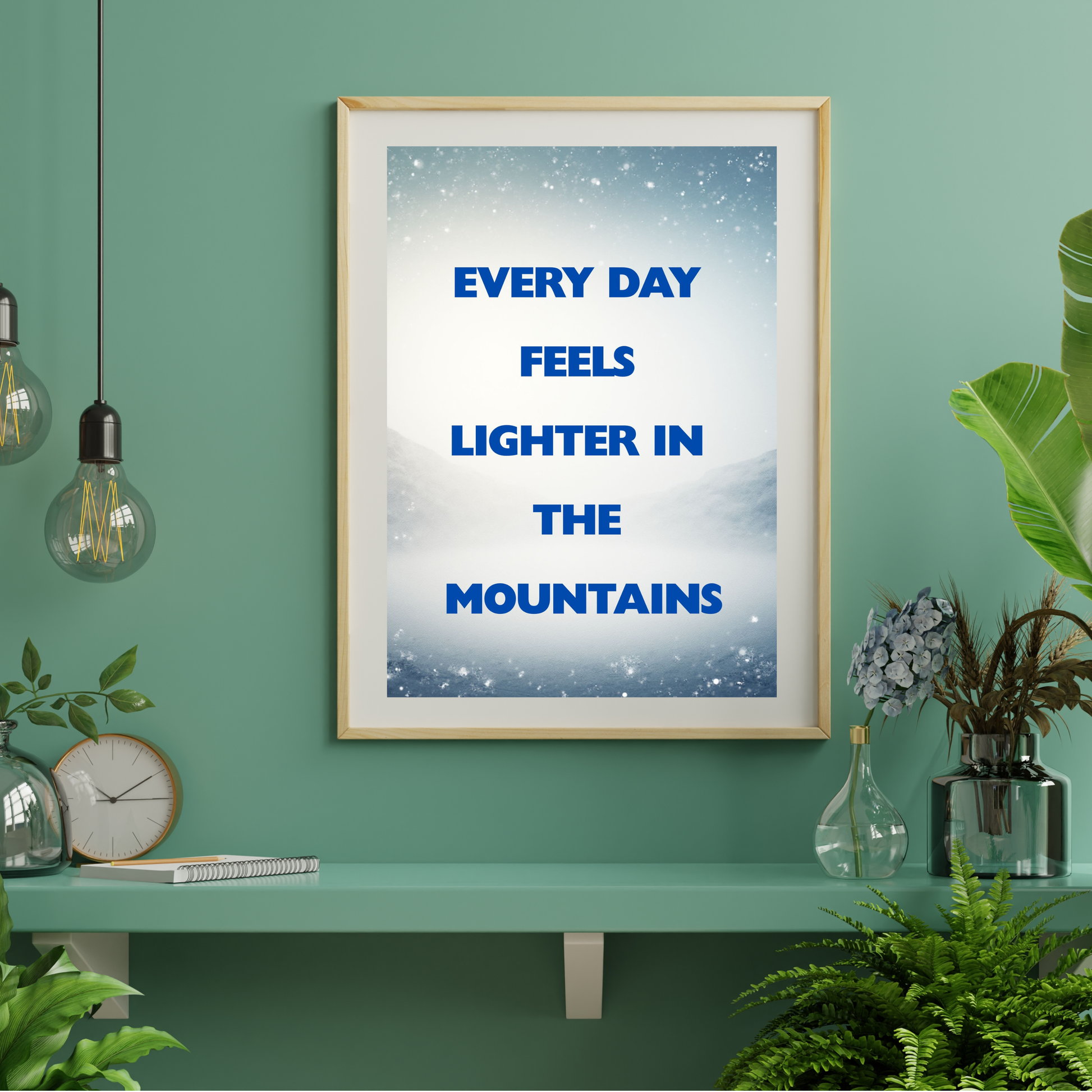 Nature inspired mountain wall art printable creating a calm and relaxing atmosphere