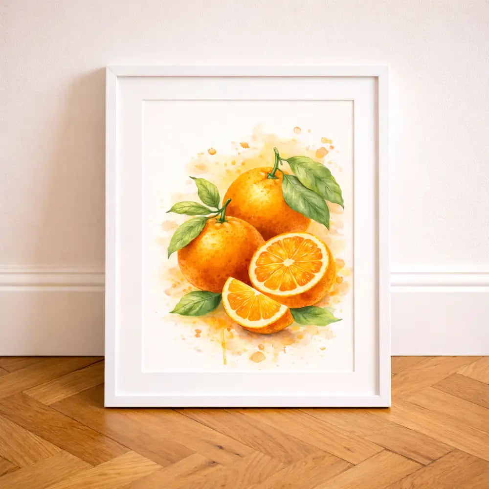 Illustration orange aquarelle affiche fruits décoration murale cuisine