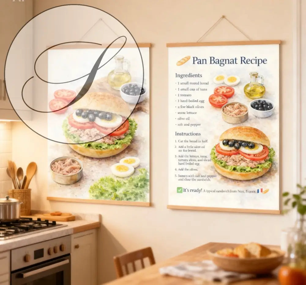 Idée déco mur cuisine avec affiche recette cuisine à imprimer