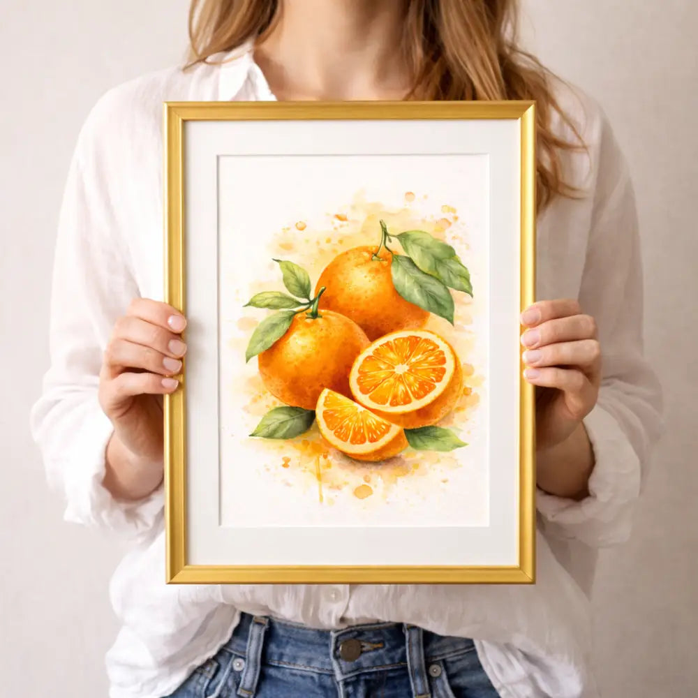 Poster fruits à imprimer illustration orange aquarelle style botanique