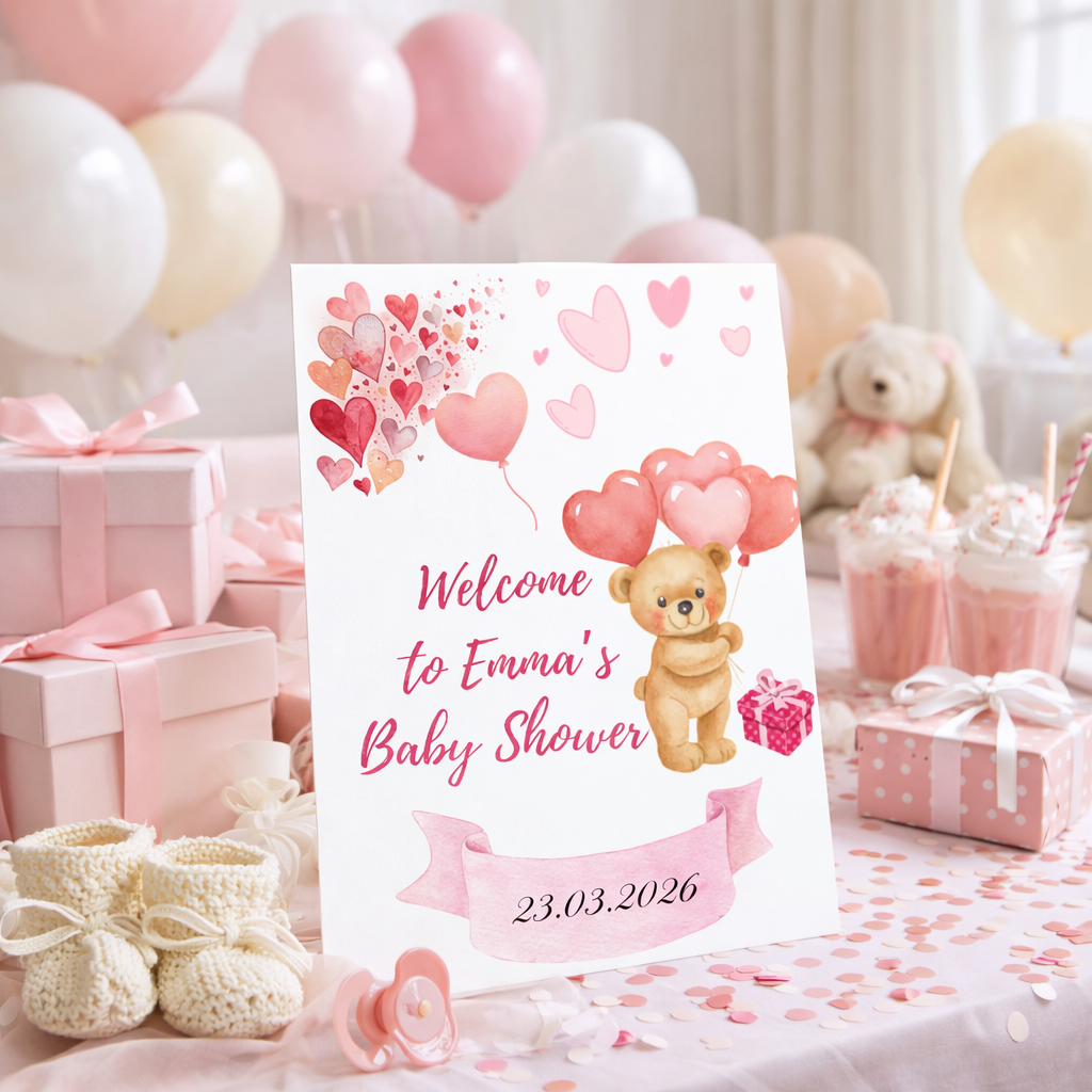 Personalized baby shower printable wall art with modern decoration ideas for party and nursery