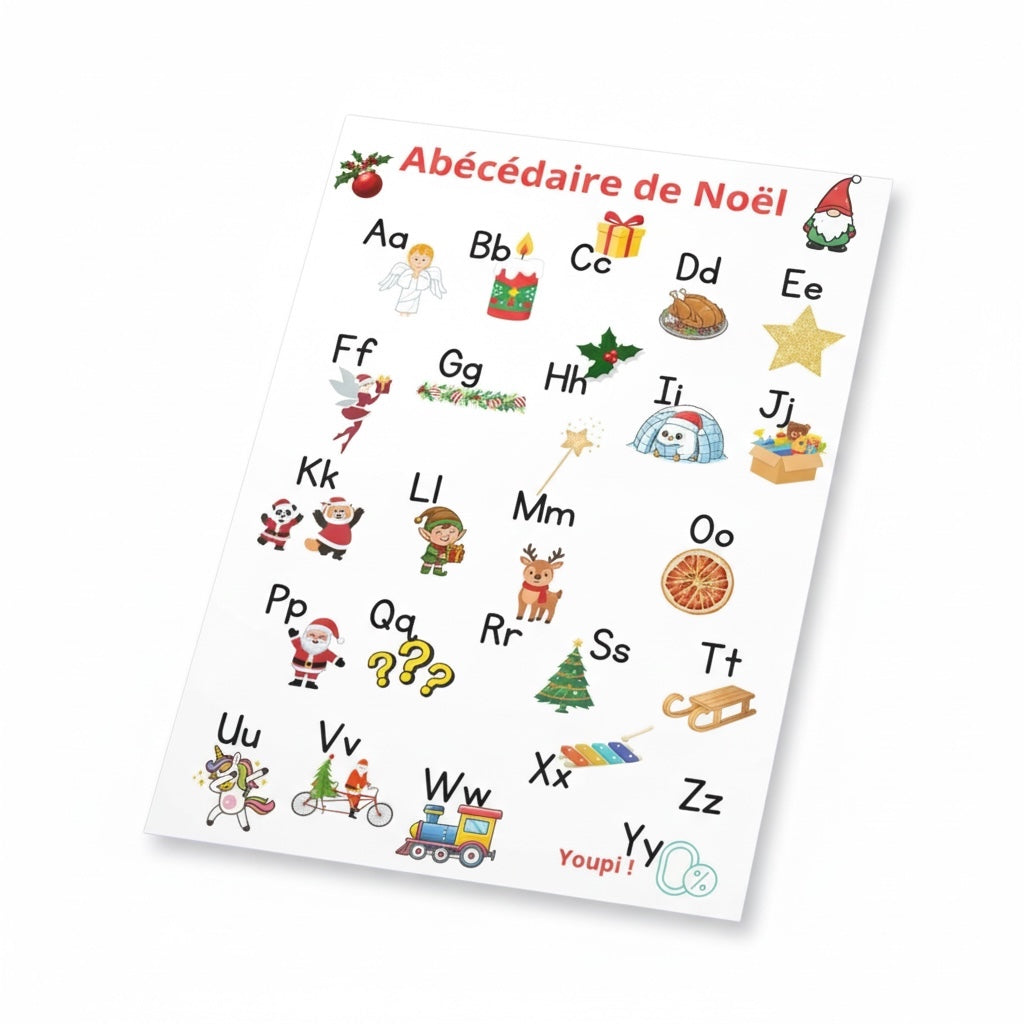 Poster alphabet français décoratif pour Noël
